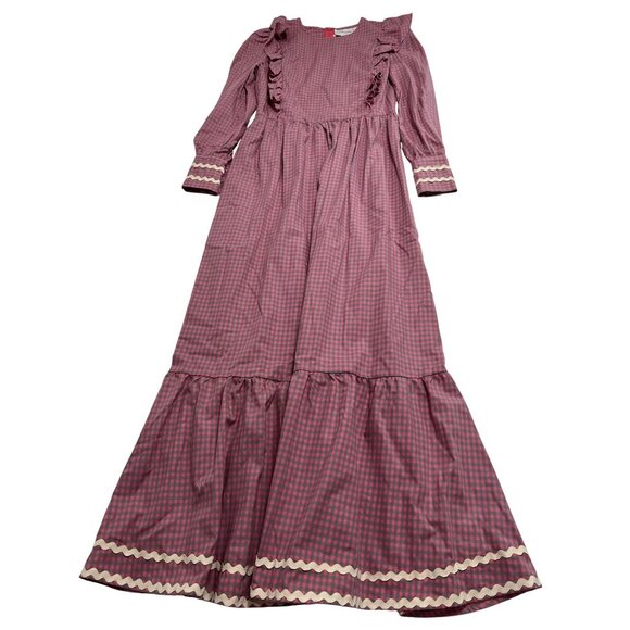 IQ Collection Gingham Maxi Dress in Pink with Scarf - Picture 2 of 4